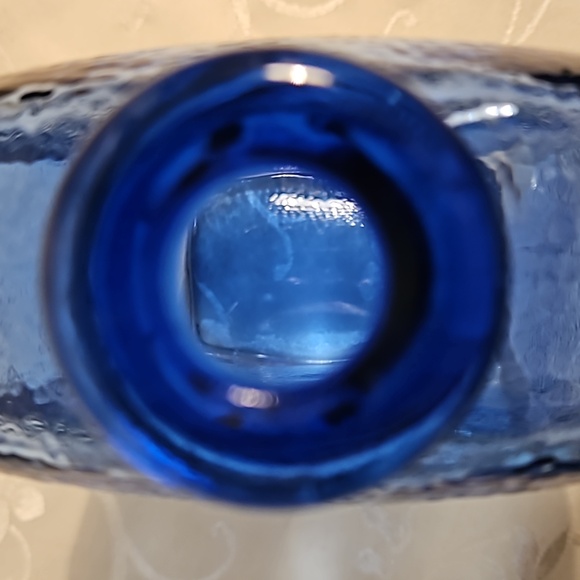 Vintage Cobalt Blue Pebbled Pressed Glass Bottle Circa 70's - Picture 4 of 7